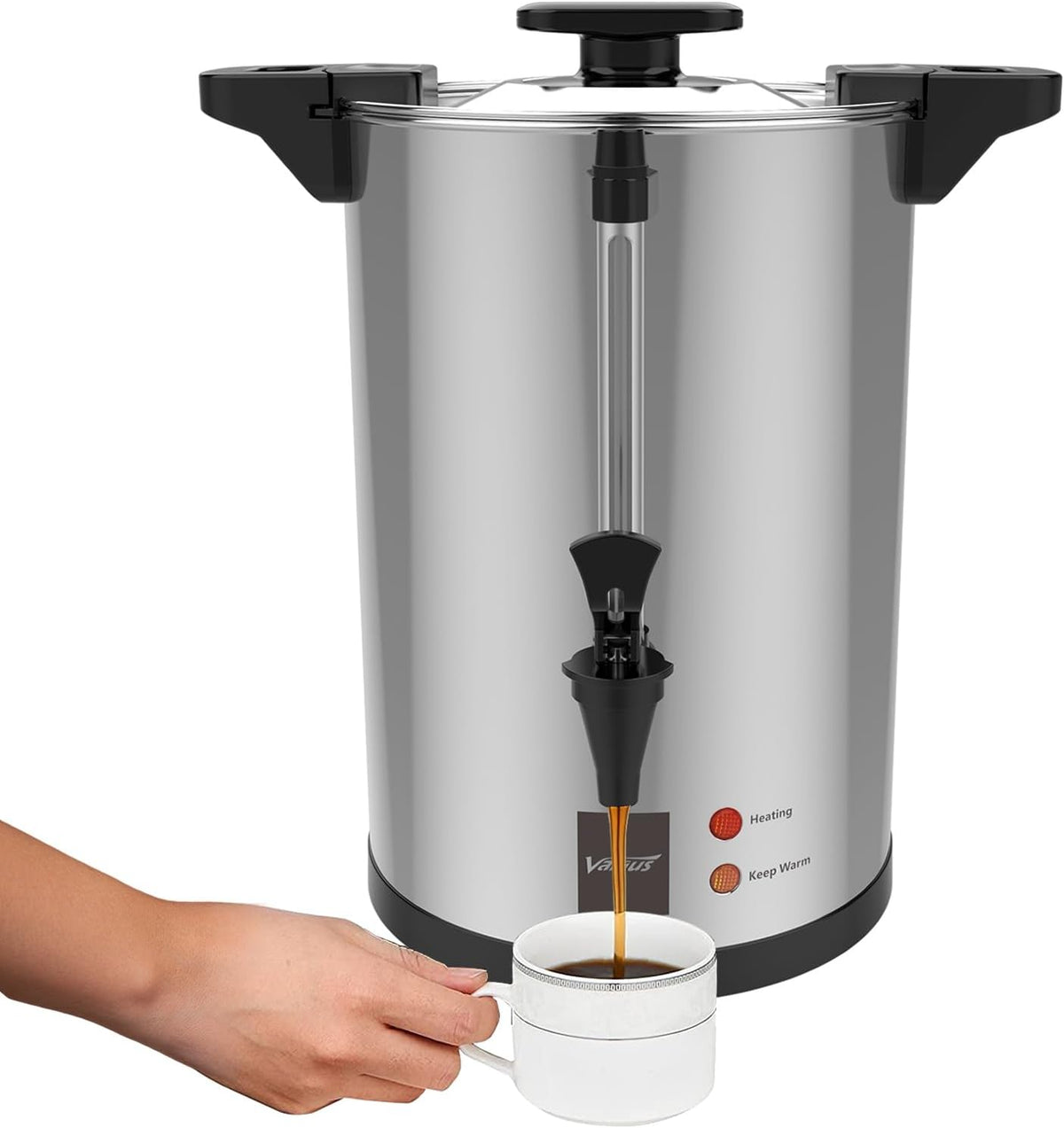 Valgus Professional Macchina per caffè 135 tazze e 20 litri | Caffettiera di grande capacità percolateur da caffè per grandi eventi, feste, matrimoni(Argento/8L)