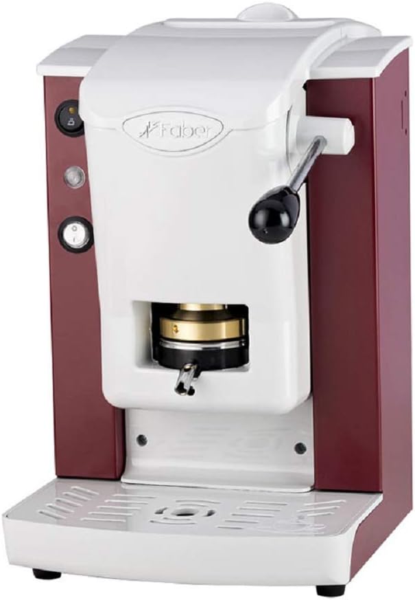 FABER COFFEE MACHINES | Modello Slot Plast | Macchina caffe a cialde ese 44mm | Pressacialda in ottone regolabile (BIANCO | NERO)(Borgogna/Bianca)
