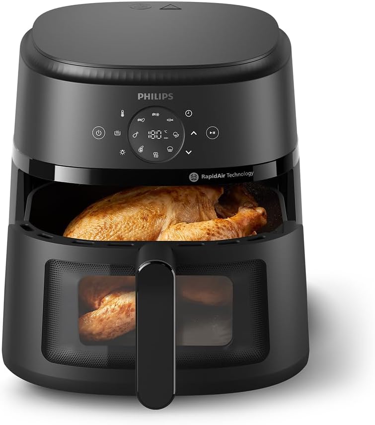 Philips Airfryer Serie 2000 – Friggitrice ad Aria 6,2L Con Finestrella di cottura, 1700W, RapidAir, 13 Modalità di Cottura, Facile da Pulire, Touchscreen, Risparmio Energetico (NA230/00)(Digitale + Finestra/Non Connesso al WiFi/6,2 L)