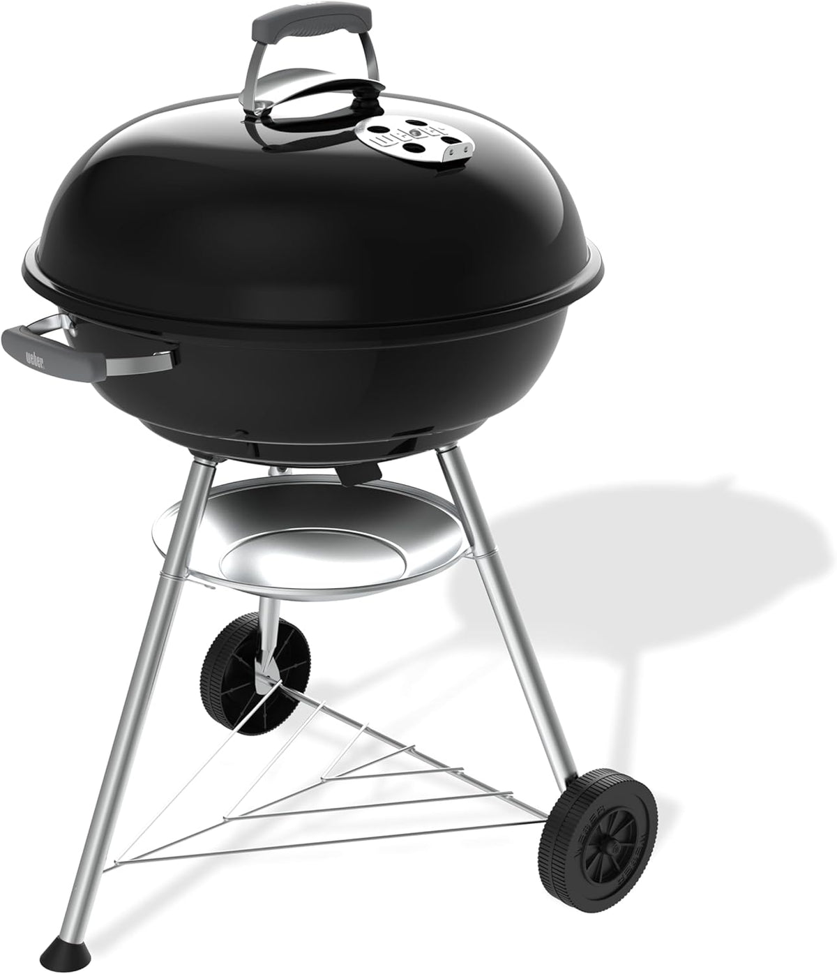 Weber Compact Kettle Charcoal Barbecue 57 cm with Stand and Wheels/Classic BBQ Grill Enamelled Steel Finish Rustproof Ash Catcher Cooking Surface 3000 cm² Black(Compact 2026/57 cm)