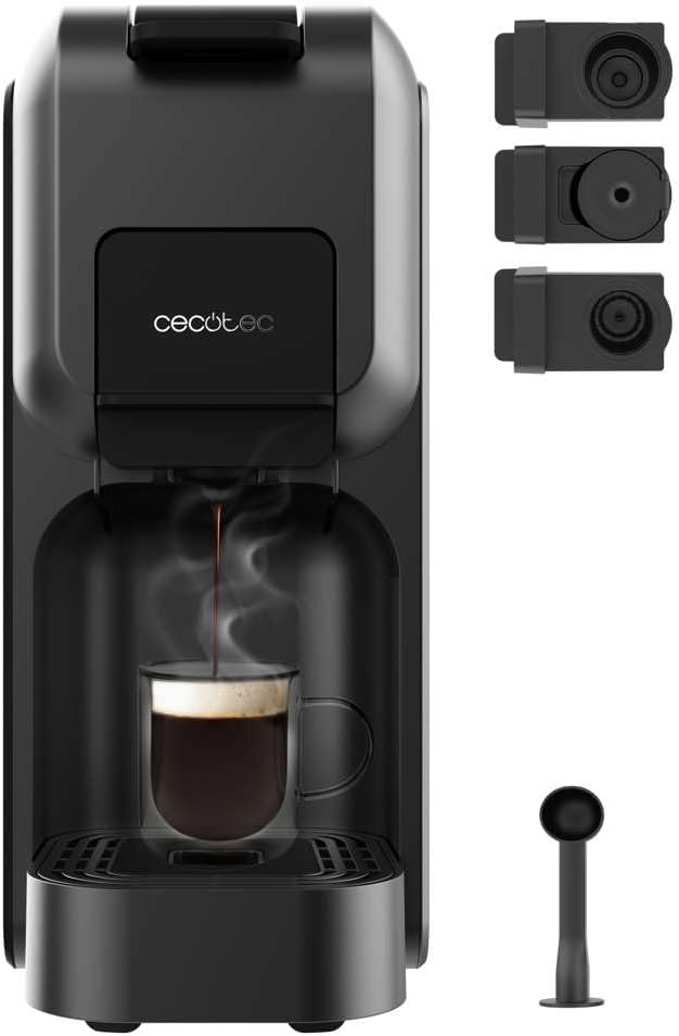 Cecotec Macchina da Caffè Espresso FreeStyle Compact. Potenza 1450 W, ThermoBlock, Design elegante e compatto, Pompa di pressione ForceAroma 19 bar, Serbatoio d'acqua 600 ml, Spegnimento automatico(Serbatoio 800 ml)