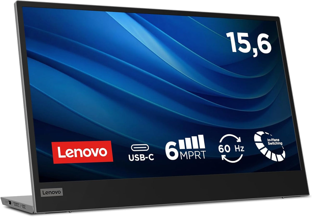 Lenovo L15 Portable Monitor, 15.6 FullHD IPS Display, 1920 x 1080, 60 Hz, 6 ms, Input 2xUSB-C C, USB-C to USB-C Cable, Adjustable Tilt, Grey(1080p | 60HZ/15.6 inches)