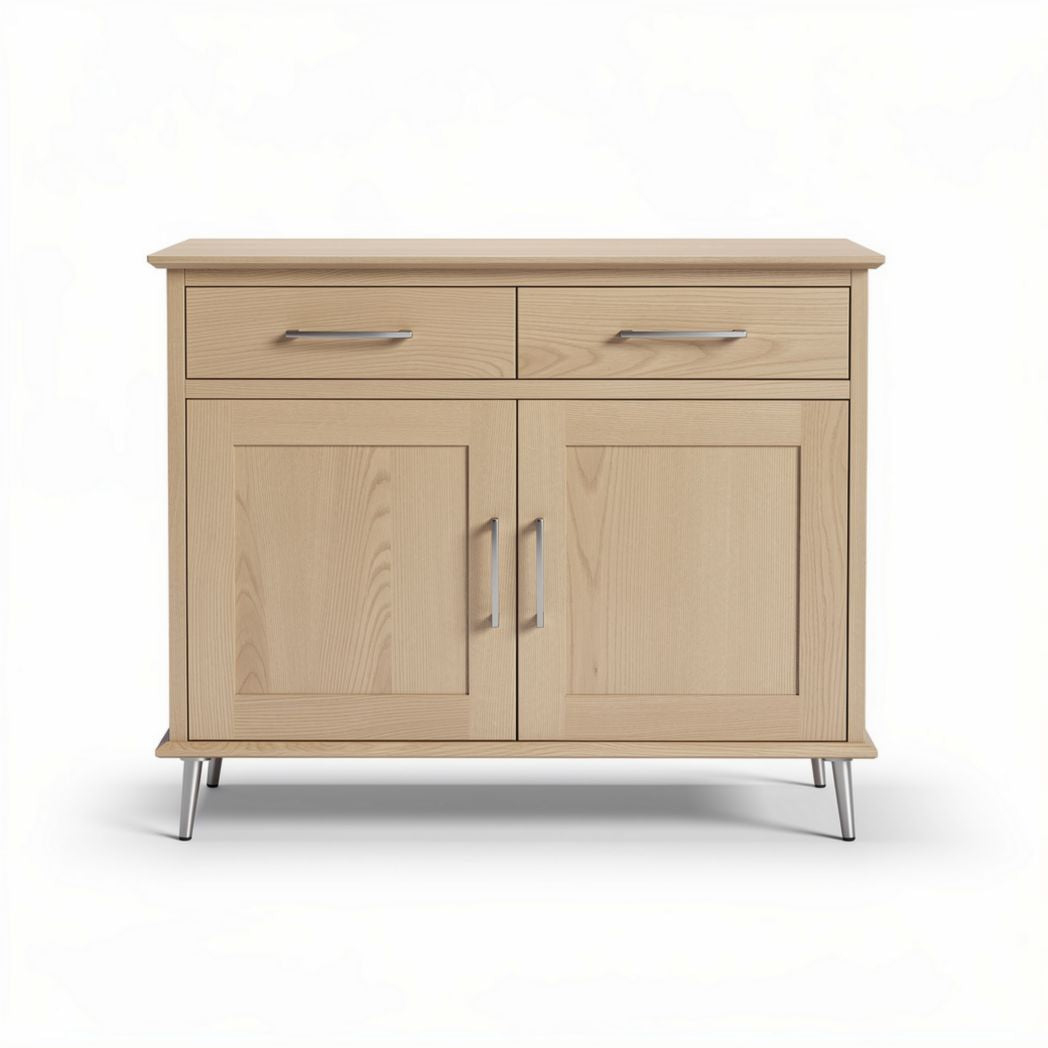 Mobili da ingresso in legno chiaro con due cassetti e ante 90 x 40 x 80cm