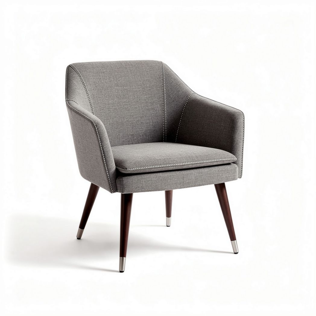 Poltrona grigia in tessuto con gambe in legno 70 x 70 x 75cm