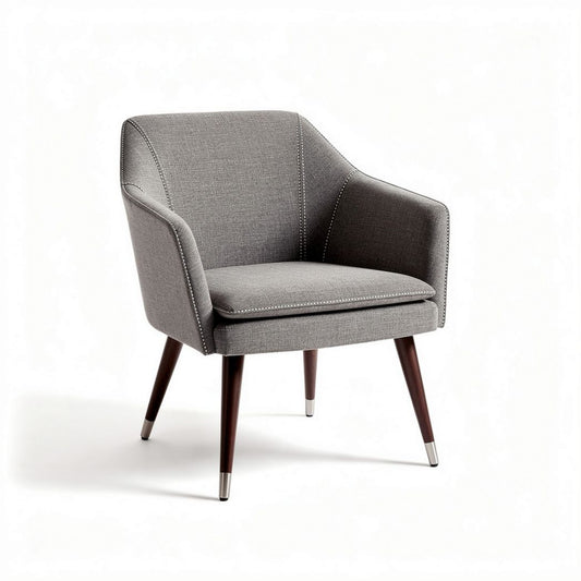 Poltrona grigia in tessuto con gambe in legno 70 x 70 x 75cm