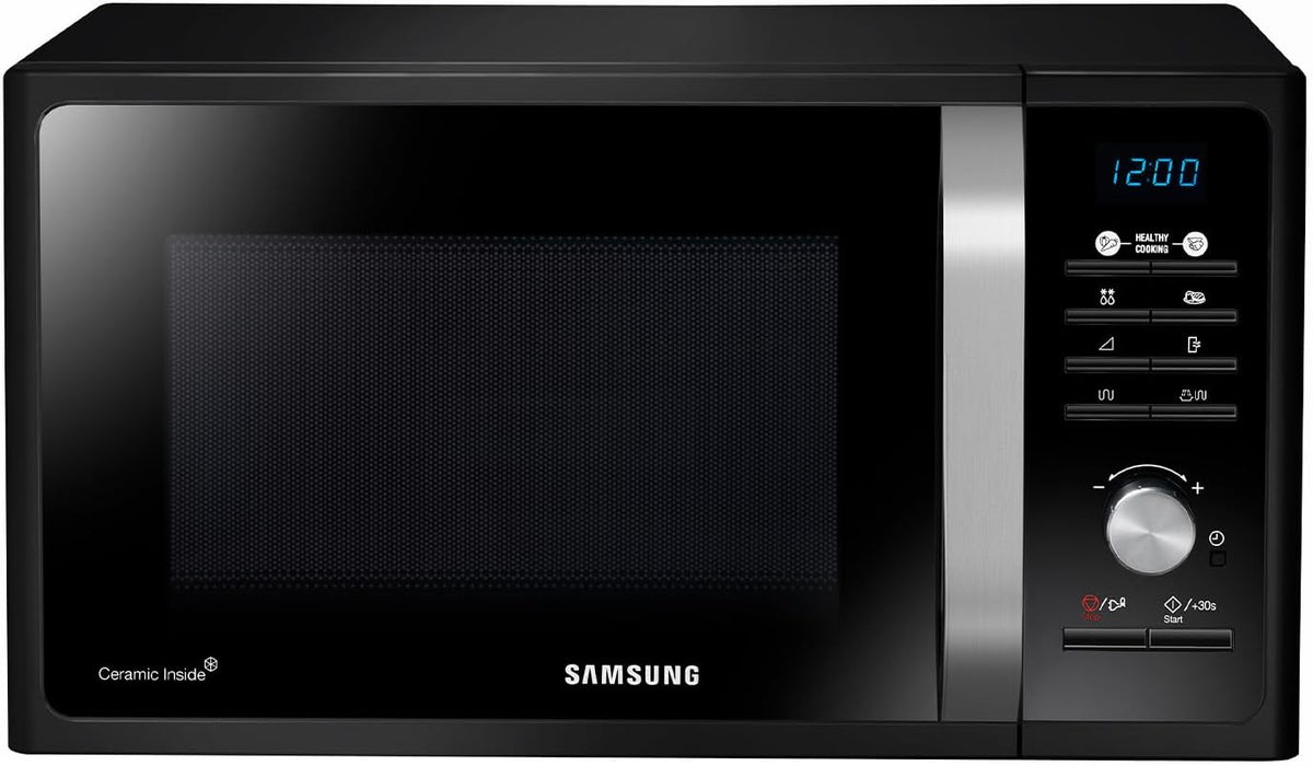 Samsung Forno a Microonde Grill a libera installazione Healthy Cooking MG2AF301TCK/ET, Piatto doratore, QuickDefrost, Microonde + Grill 800 W + 1100 W, 23 L, 49l x 27,5h x 39p cm, Nero(GRILL/23 Litri/Black)