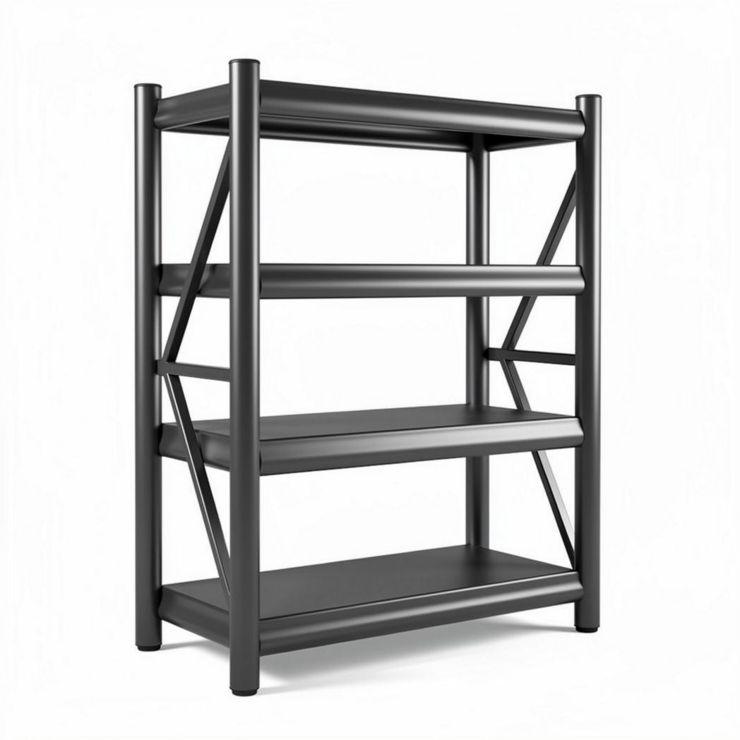 Scaffale in metallo a quattro ripiani 80 x 40 x 120 cm colore nero