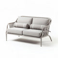 Divano bianco in alluminio con cuscini grigi 160 x 80 x 70cm