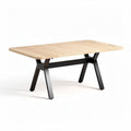 Tavolo rettangolare in legno di pino con struttura in metallo nero 150 x 75 x 75cm