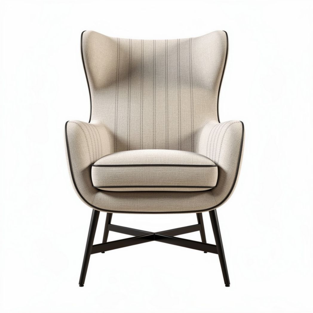 Poltrona in tessuto beige con struttura in metallo 80 x 80 x 100cm