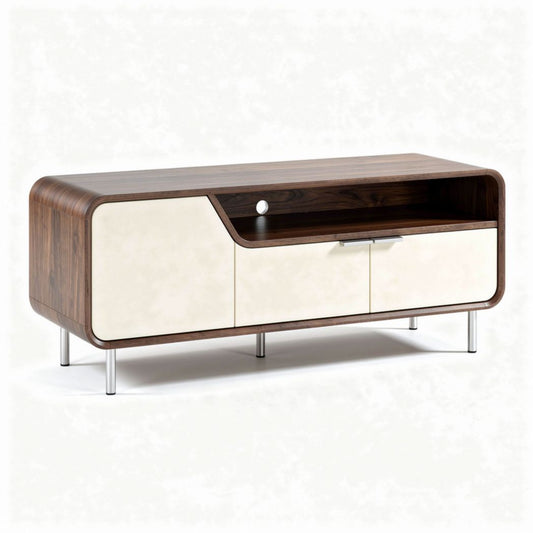 Mobile in legno di noce con cassetto e ripiano 150 x 45 x 50cm beige e marrone