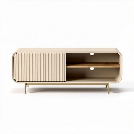 Mobiletto moderno in legno e metallo color crema 120 x 40 x 45cm