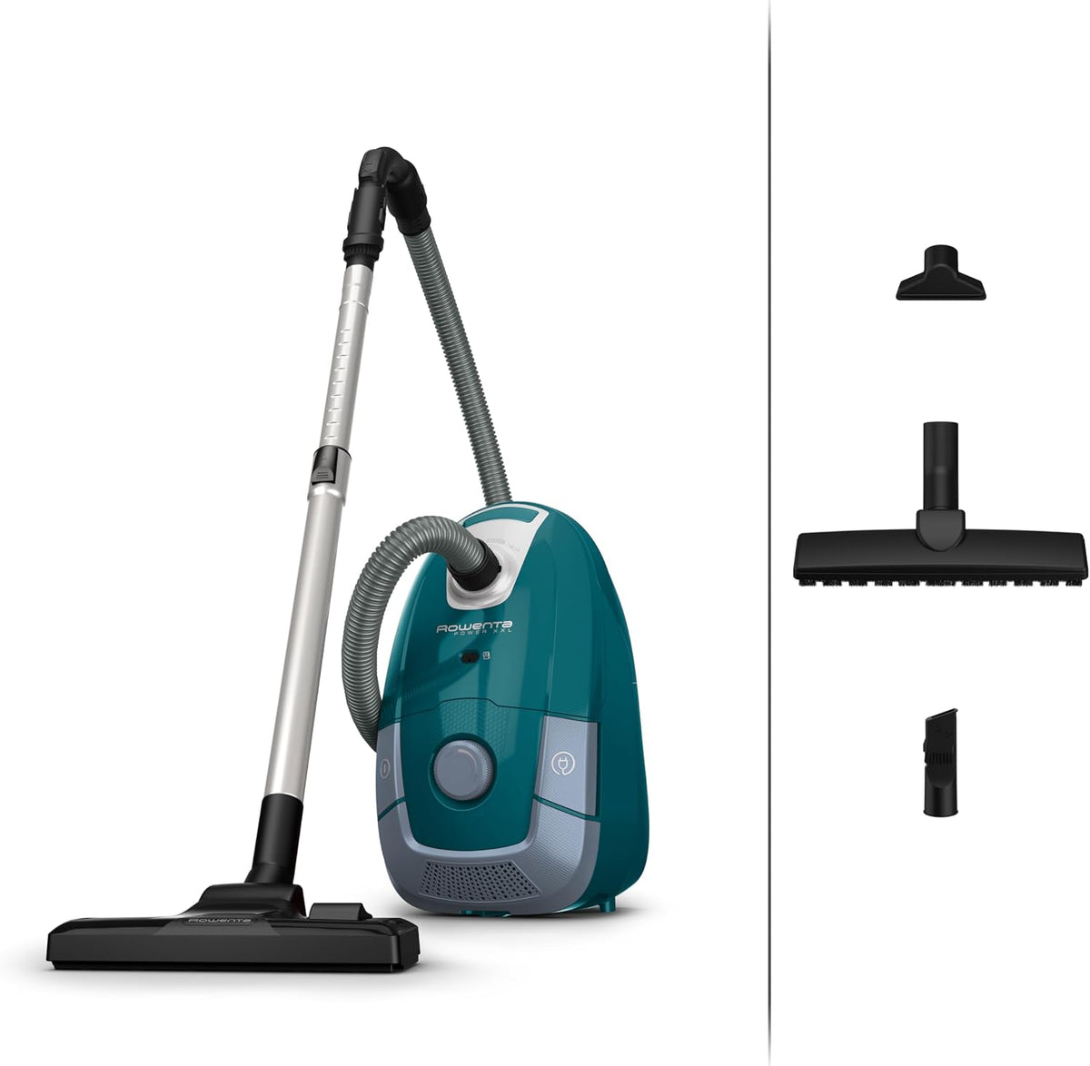 Rowenta RO3143 Aspirapolvere a Traino con Sacco Power XXL, Potenza 900W, Capacità 4.5L XXL, Sistema di Filtraggio a 3 Livelli, Pulizia con Ampio Raggio di Azione e Tecnologia Avanzata(Petrolio/Grigio)
