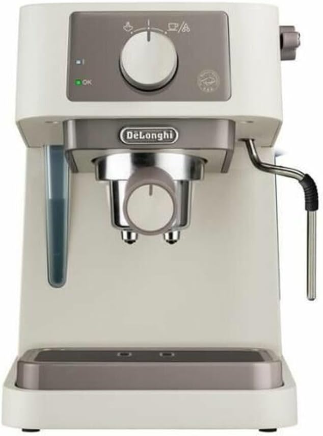 De'Longhi - Stilosa EC235.CR, Macchina da caffè manuale, sistema cappuccino, caffè in polvere o Capsule ESE, serbatoio da 1 litro, 1100 W, caldaia in acciaio inossidabile, 1100 W, colore crema