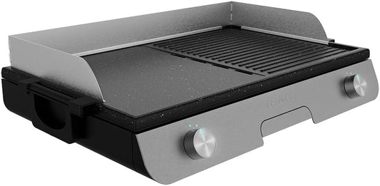 Cecotec Barbecue Elettrico PerfectRoast 3000 Inox. 3000 W, Superficie di cottura mista, Rivestimento antiaderente, Resistenza integrata, piastra rimovibile, termostato regolabile, 03182(Desktop)