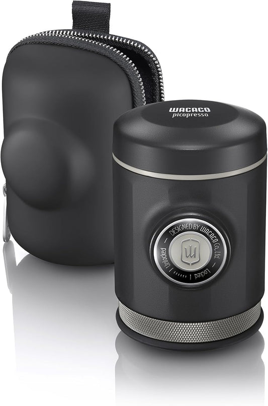 WACACO Picopresso Macchina Espresso Portatile con Custodia Protettiva, Macchina per Caffè Speciale di Professionale, Macinatura Ultra Fine Compatibile, Azionamento Manuale