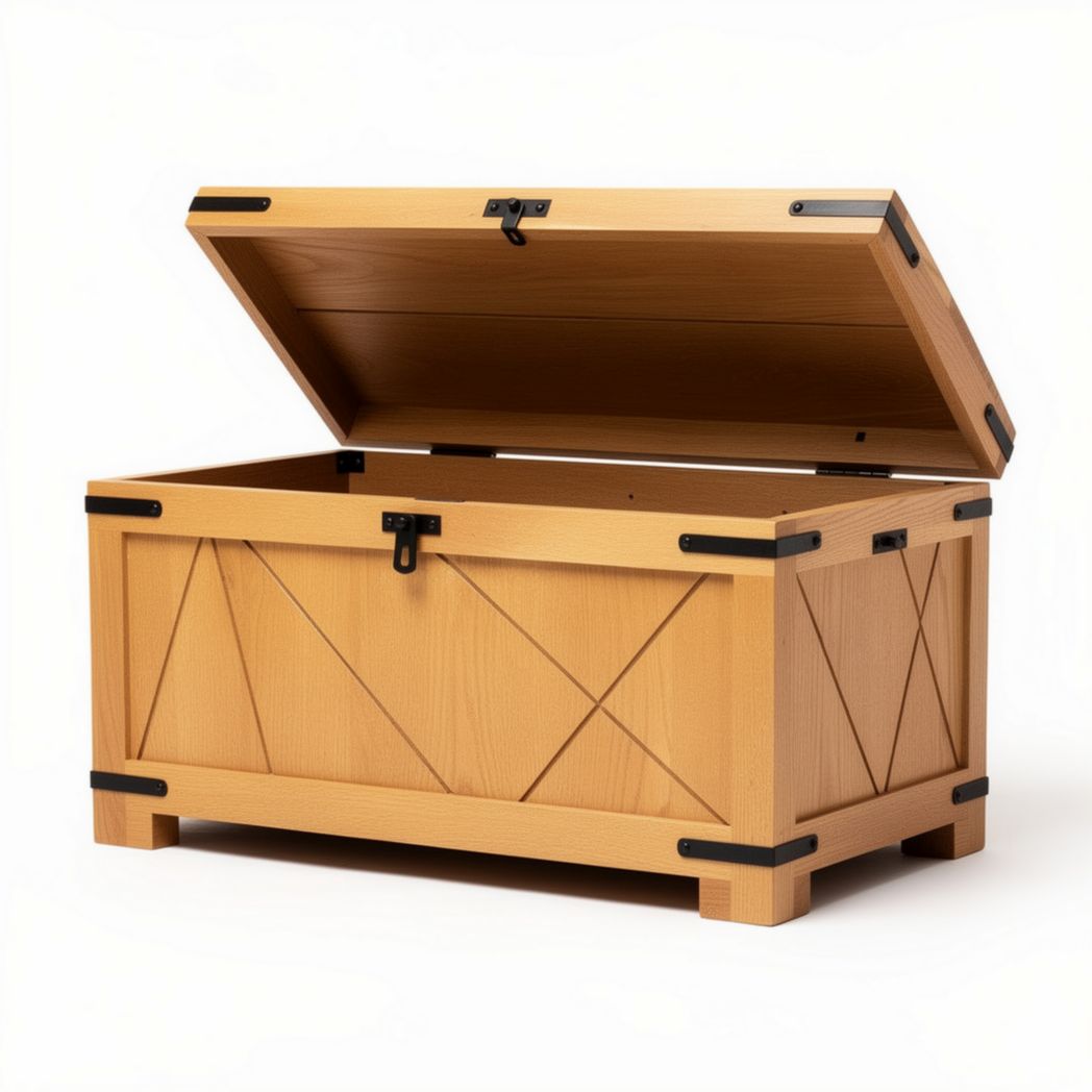 Cassa in legno di pino con coperchio apribile 60 x 40 x 30cm colore naturale