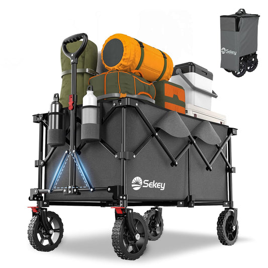Sekey XXL Plus Folding Trolley with Brakes 200 L 150 kg, Garden Trolley with Wheels on Damn Soil, Patented Folding Design from Four Directions SE4010, Olive Green(Anthracite/200L)
