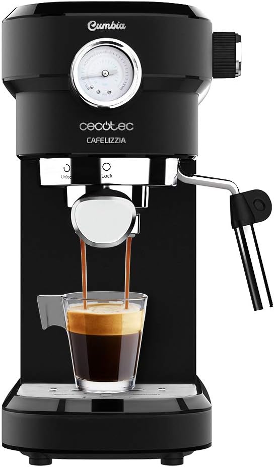 Cecotec Macchina Espresso Cafelizzia ColdBrew, 20 Bar, ColdBrew, Touch Screen, Vaporizzatore, Scaldatazze, Serbatoio 1.5L(Nero/Con Manometro)