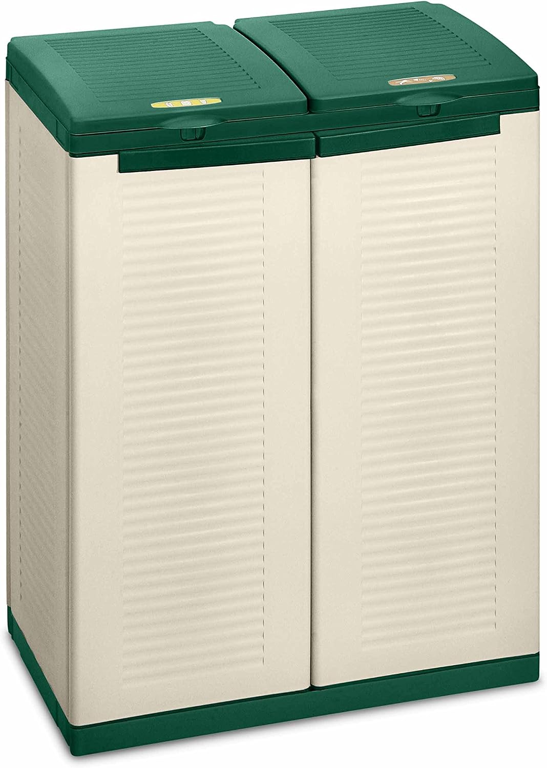 Terry, Ecocab 3, Armadietto per la Raccolta Differenziata, da Interno Esterno, 3 vani separati. Materiale: Plastica, Dimensioni: 102x39x88,7 cm(Beige/Armadietto 2 Vani)