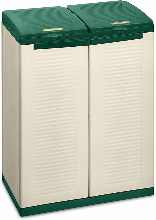 Terry, Ecocab 3, Armadietto per la Raccolta Differenziata, da Interno Esterno, 3 vani separati. Materiale: Plastica, Dimensioni: 102x39x88,7 cm(Beige/Armadietto 2 Vani)