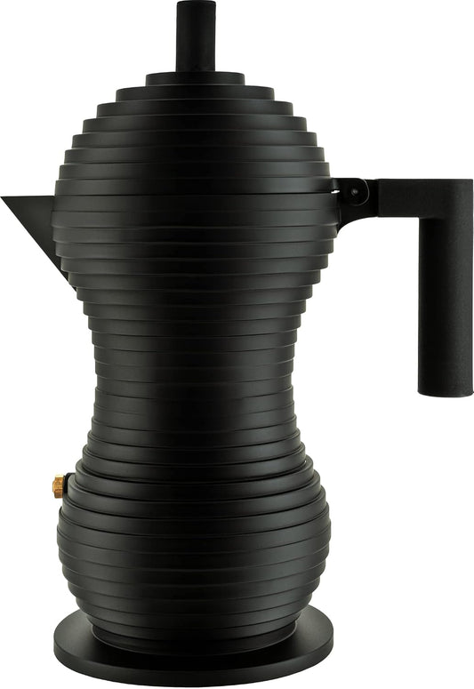 Alessi Pulcina MDL02/6 BB Caffettiera Espresso di Design, in Fusione di Alluminio con Manico e Pomolo in PA, 6 Tazze, Nero