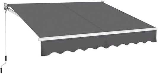 Yaheetech Tenda da Sole a Bracci Estensibili Avvolgibile Impermeabile da Esterno Balcone con Manovella Resistente ai Raggi UV Manuale per Porta e Finestra Angolazione Regolabile 250 x 200 cm Beige(250 x 200 cm/Grigio Scuro)