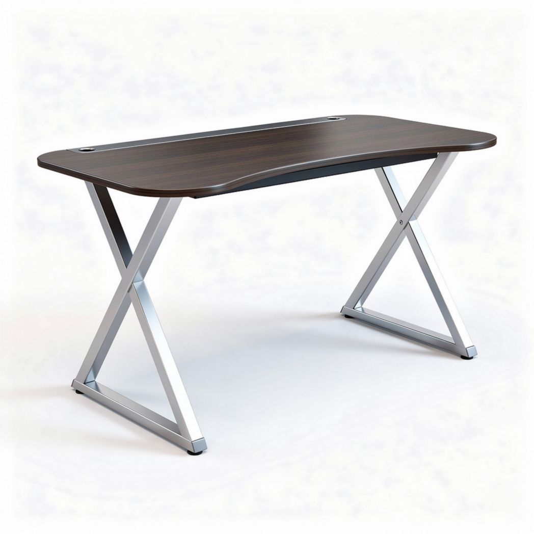 Scrivania in legno scuro con struttura in metallo 120 x 60 x 75cm