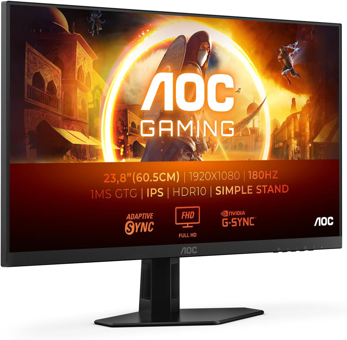 AOC Gaming 25G3ZM/BK - FHD Monitor 24.5 240 Hz, MPRT 0.5ms, FreeSync Premium (1920x1080, HDMI 2.0 x 2, DisplayPort 1.2 x 1, Headphone Output (3.5 mm)) Black/Red(24/180Hz/Height Adjustable No)
