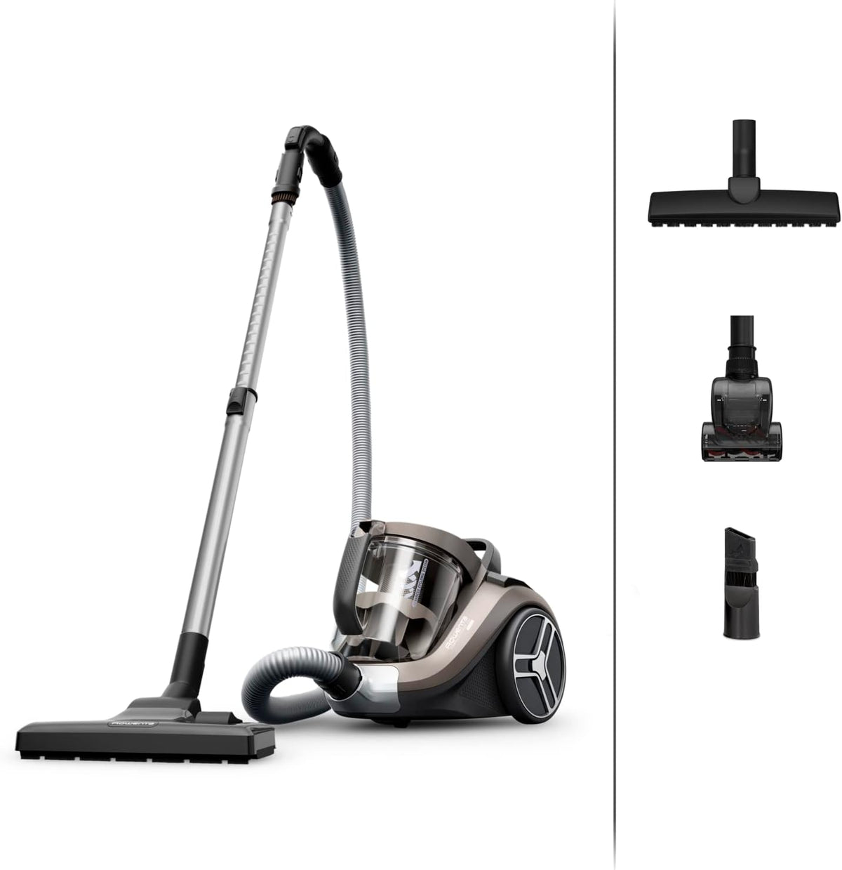 Rowenta Compact Power XXL Aspirapolvere Senza Sacco, Capacità 2.5 Litri, Potenza 900 W, Sistema di Filtraggio a 3 Livelli, Aspirapolvere Potente e Facile da Pulire, 2 Accessori, RO4B23(4 accessori)