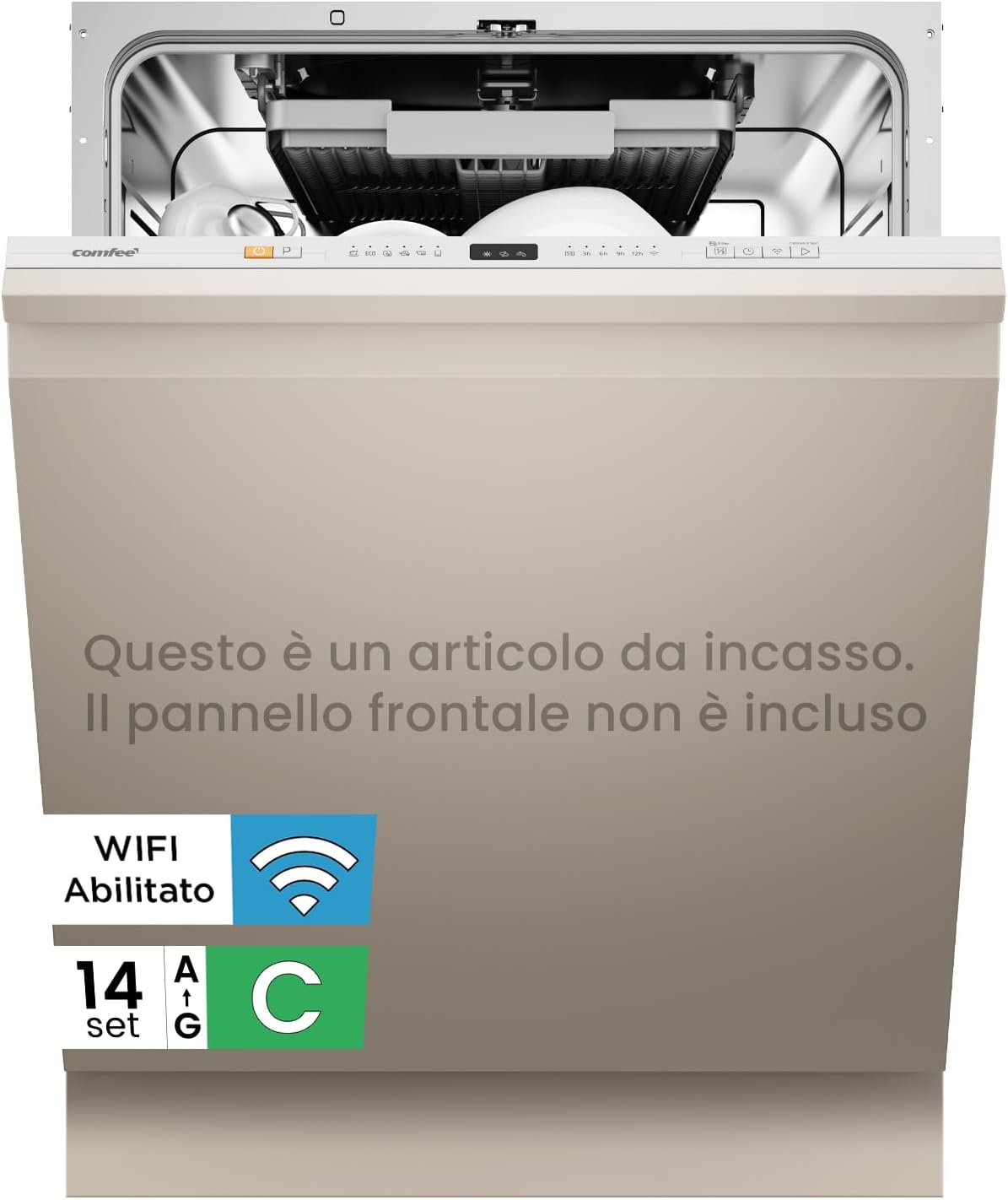 COMFEE' Lavastoviglie compatta da tavolo TD602E-S Mini lavastoviglie con 6 coperti, 6 programmi, display a LED, avvio ritardato e funzione di lavaggio nelle Ore non di Punta - Argento(Da incasso-14 coperti)