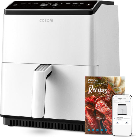 COSORI Friggitrice ad Aria 12 Litri, Elettrico, Doppia Resistenza, 11 Funzioni Preimpostate, 1800W, 30-220°C, Con 7 Accessori, Argento, CAF-R121(Bianco)
