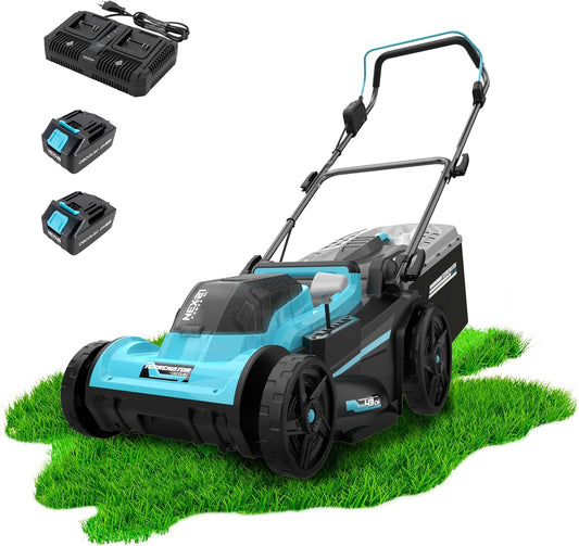 Cecotec Terrenator E7 Liberty Z Plus Cordless Lawnmower Brushless Motor, 2 Batteries 21 V 4Ah, Dual Charger, Z-Tech 25-75 mm, Cut 43 cm, 3 in1 Mulching, 45L Bag, XL Rear Wheels(Cutting width: 43 cm)