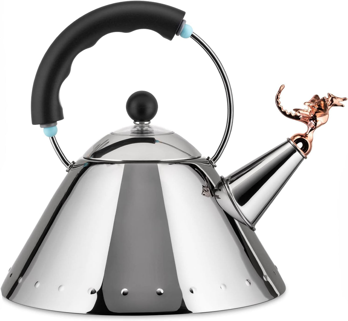 Alessi 9093REX B Tea Rex Bollitore di Design con Manico e Fischietto a Forma di Drago, Acciaio Inox, Nero(Nero)