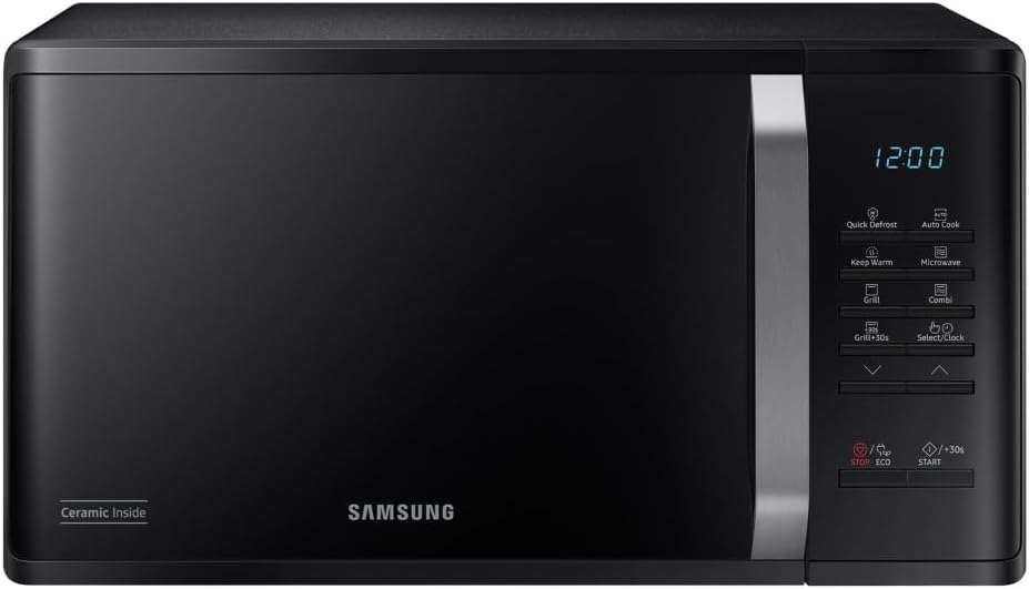 Samsung Forno a Microonde Grill Cottura Croccante MG23K3515CSE1 con Piatto Doratore incluso, Programmi Automatici, Quick Defrost, Capacità: 23L, Colore: Silver, LxAxP: 48,9 x 27,5 x 39,2 cm(2025/Nero)