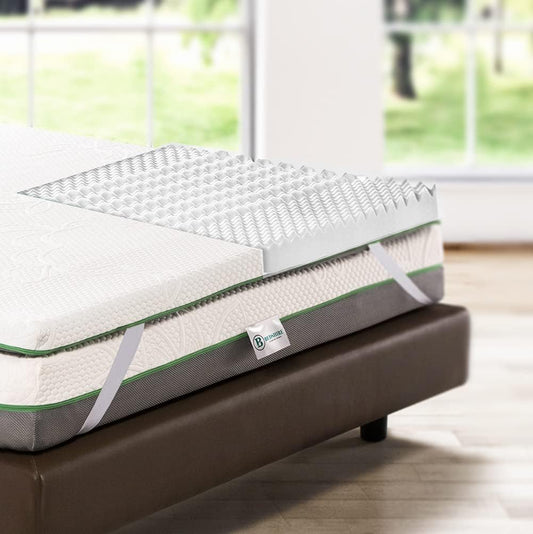 Bedshire Topper Matrimoniale 160x190 Materasso Correttore in Memory Foam HD Alto 6 cm Ortopedico per Mal di Schiena, Fresco e Traspirante, con Rivestimento Sfoderabile Futon Made in Italy 100%(80x200/Bianco)