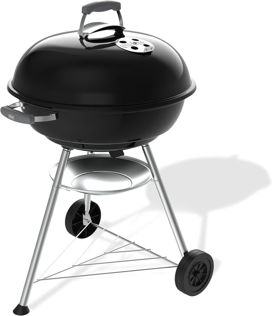 Weber Compact Kettle Charcoal Barbecue 57 cm with Stand and Wheels/Classic BBQ Grill Enamelled Steel Finish Rustproof Ash Catcher Cooking Surface 3000 cm² Black(Compact 2026/57 cm)